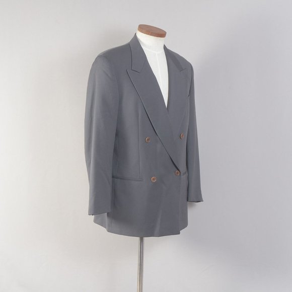 Mani Olive Godfrys Men's Coat Blazer Gray Double Breasted 40R